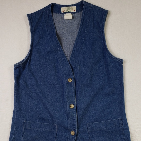 Orivis Vintage Denim Jean Button Vest Womens Small - Picture 1 of 7